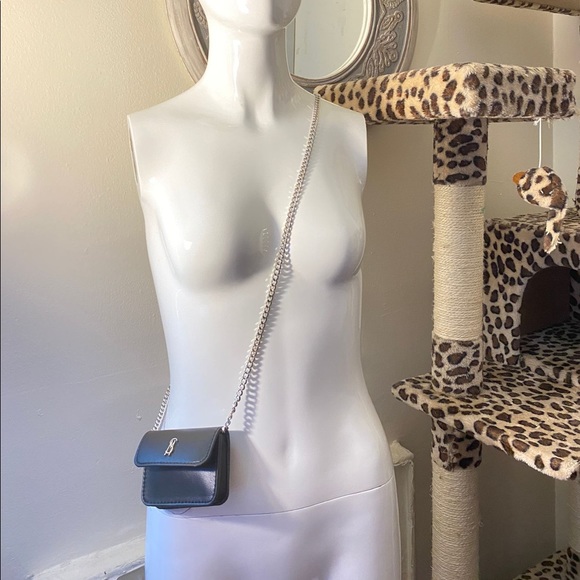 Steve Madden Black Micro Belt Bag with Silver Chain (NWT) - Picture 3 of 4